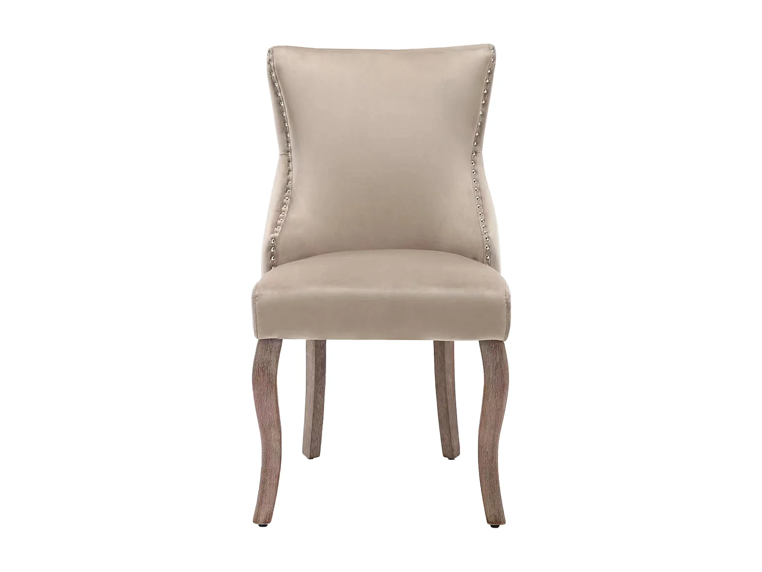 Lot de 6 chaises de salle à manger - Velours et bois massif - Dossier haut à motif losange - Beige