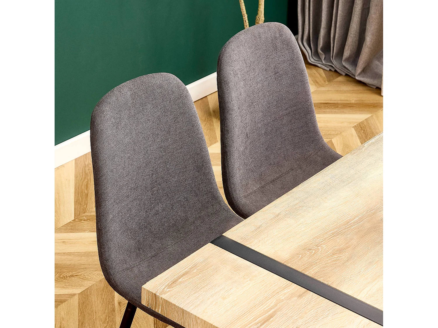 Lot de 4 chaises de salle à manger - Siège en daim artificiel et Pièds en acier - Sans accoudoirs - Style vintage - Gris