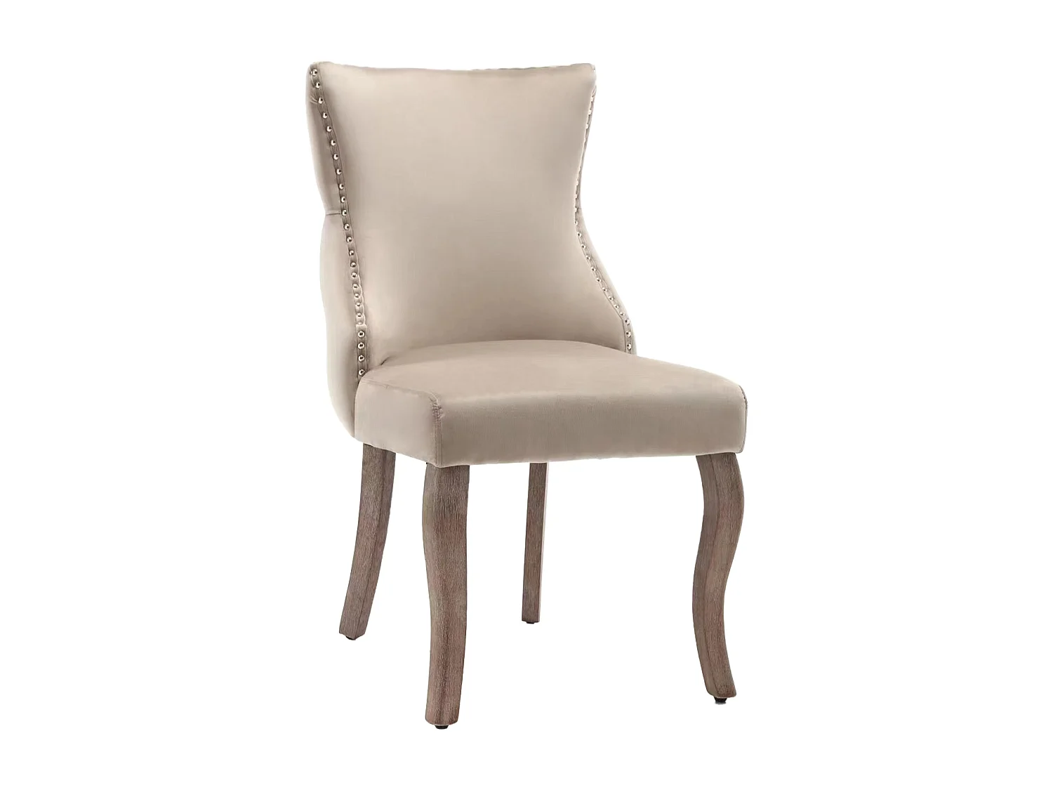 Set mit 4 Esszimmerstühlen – Samt und Massivholz – hohe Rückenlehne mit Rautenmuster – Beige