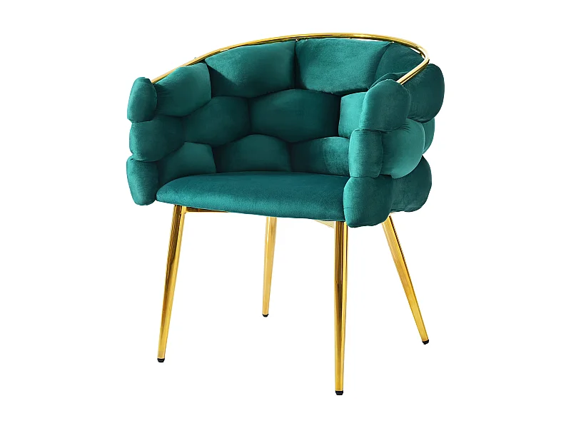 Cadeira, cadeira de maquiagem, cadeiras bolha - veludo - pernas de metal dourado - cor verde