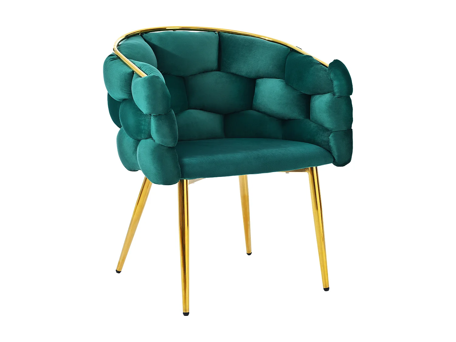 Chaise, Chaise de maquillage, chaises à bulles - velours - pieds en métal doré - coloris vert