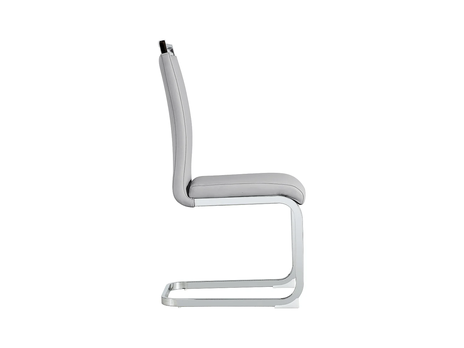 Lot de 4 Chaise cantilever en simili cuir - Pièds en métal - Sans accoudoirs - Gris clair