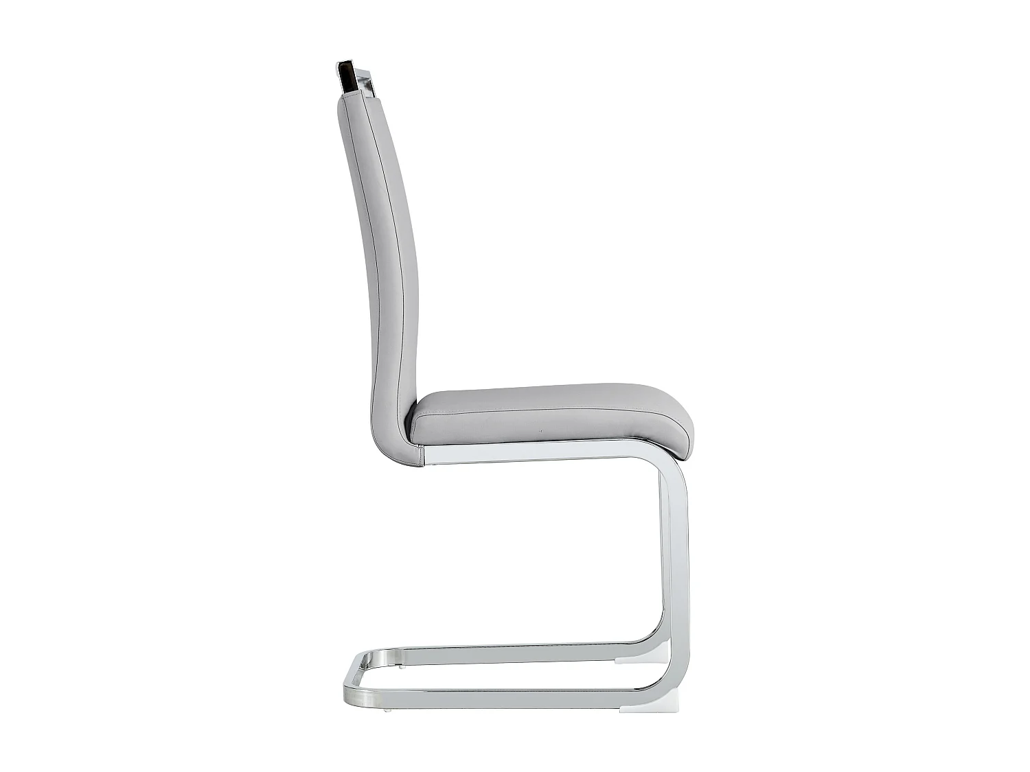 Lot de 4 Chaise cantilever en simili cuir - Pièds en métal - Sans accoudoirs - Gris clair