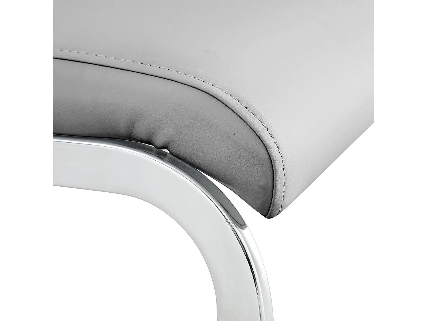 Lot de 4 Chaise cantilever en simili cuir - Pièds en métal - Sans accoudoirs - Gris clair