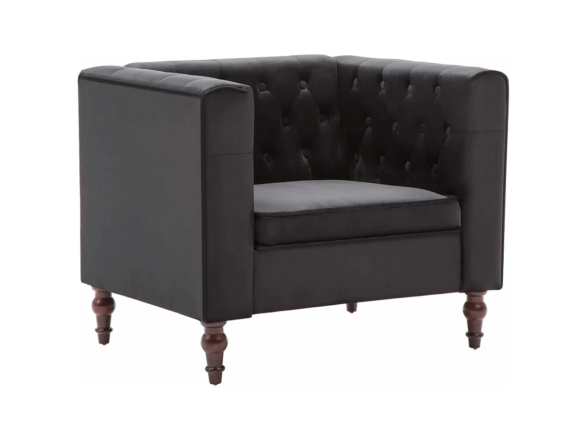 Poltrona sedia lounge divano club lounge di design con rivestimento in velluto nero 1102159/3
