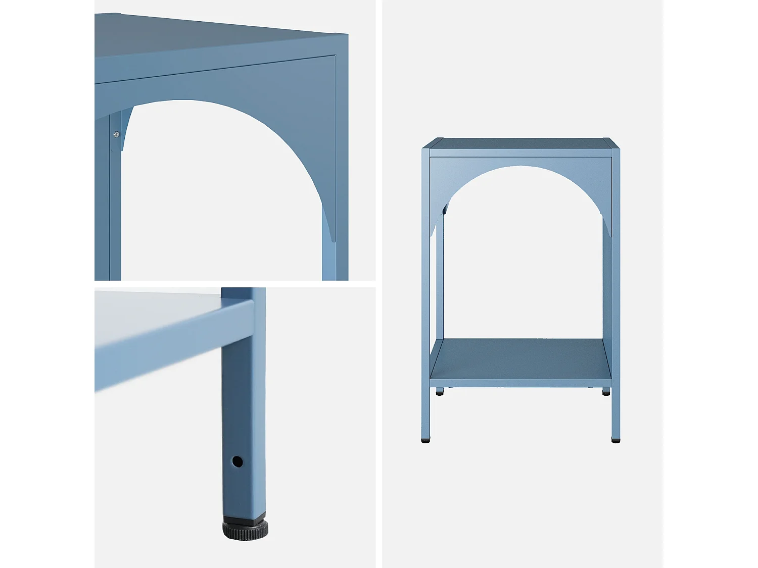 Comodino, tavolino industriale, blu grigio