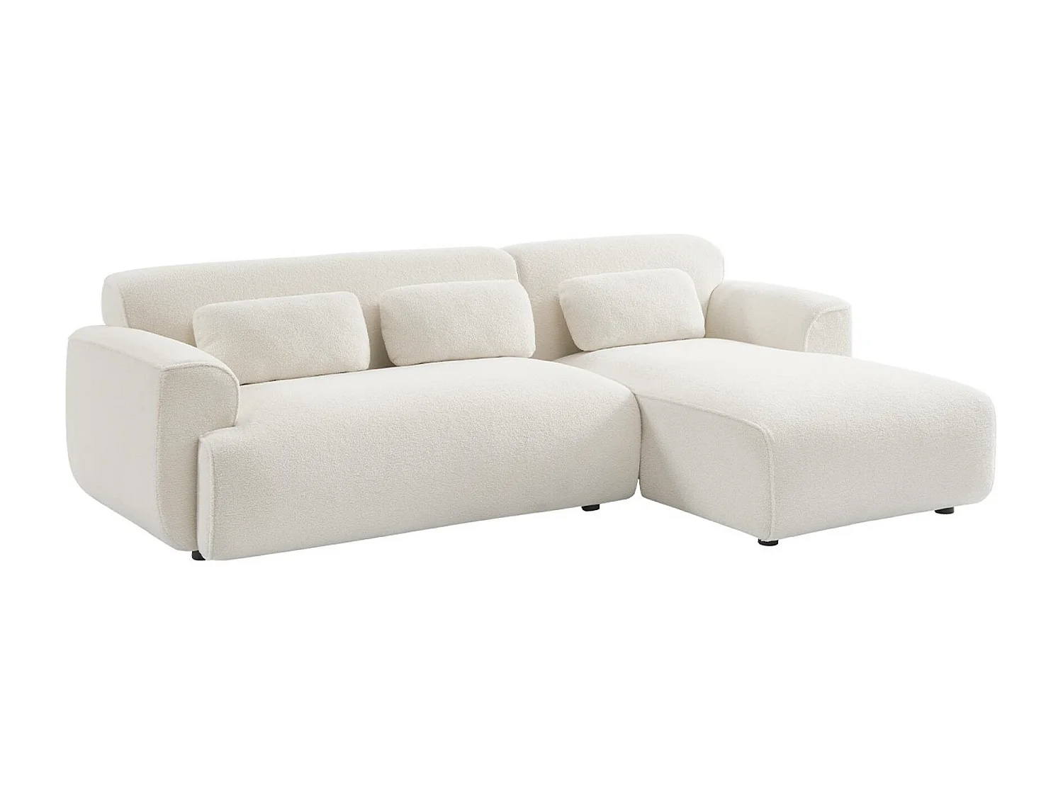 Sofá esquinero, tela borreguito de 3 plazas crema