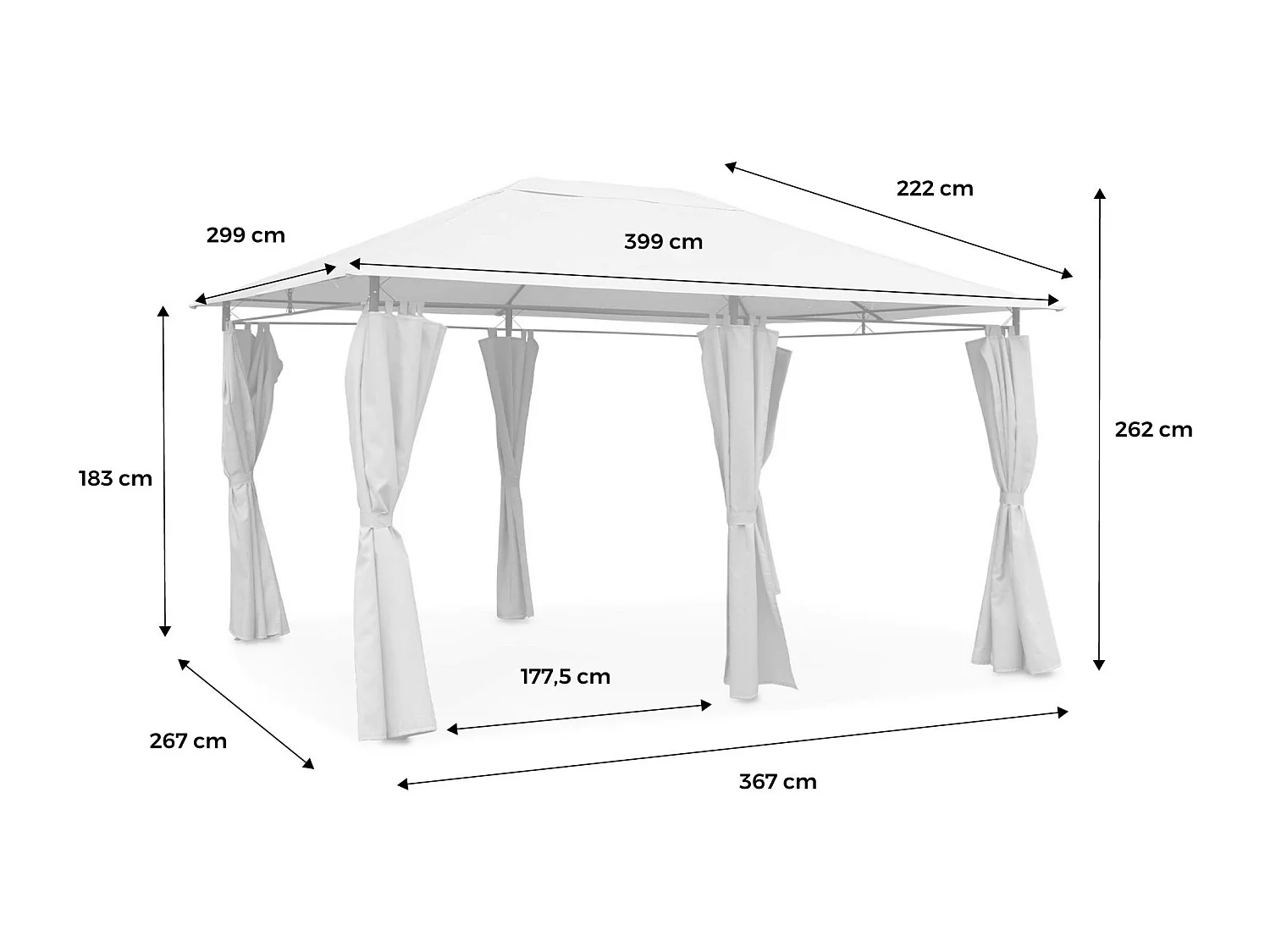 Toldo de techo para pérgola 3x4m beige