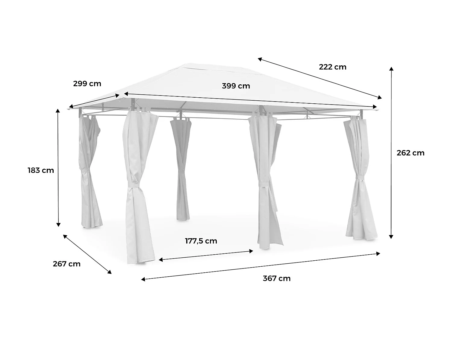 Toldo de techo para pérgola 3x4m beige