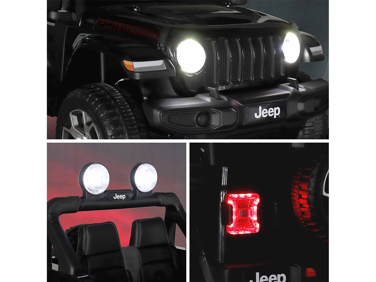 Coche eléctrico jeep 12v para niños, 1 plaza negro