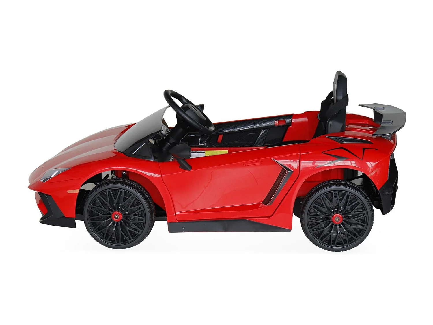 Voiture électrique 12V pour enfant Lamborghini. rouge. 1 place. avec autoradio. télécommande. MP3. port USB et phares fonctionnels