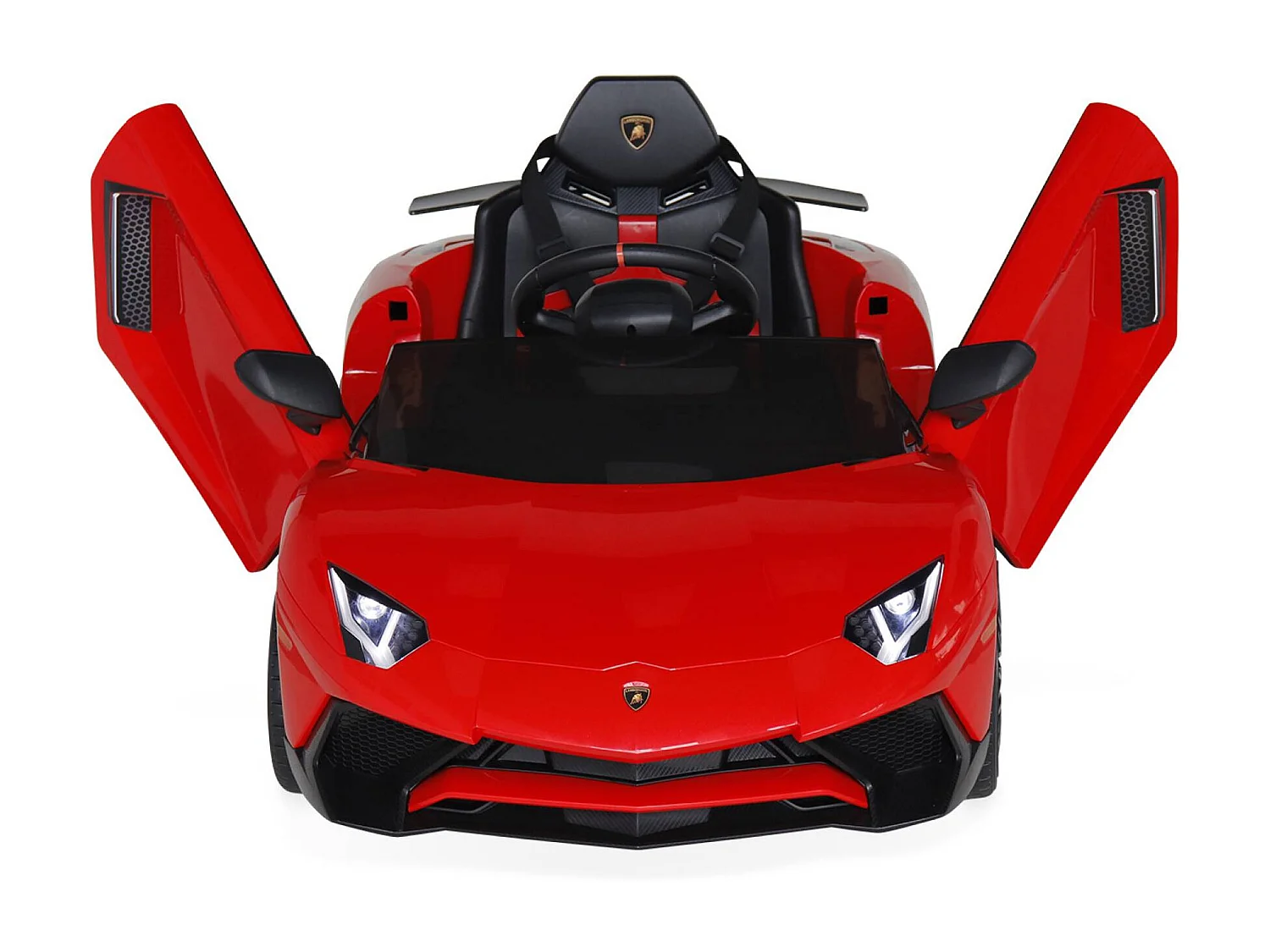 Voiture électrique 12V pour enfant Lamborghini. rouge. 1 place. avec autoradio. télécommande. MP3. port USB et phares fonctionnels