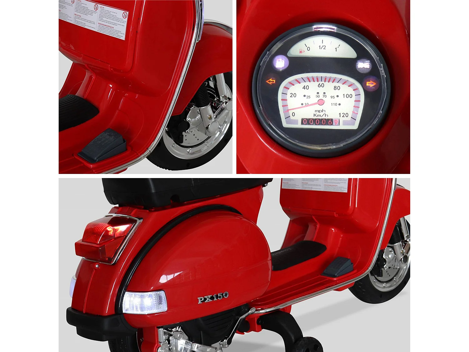 Vespa 12v scooter eléctrico para niños, 1 plaza rojo