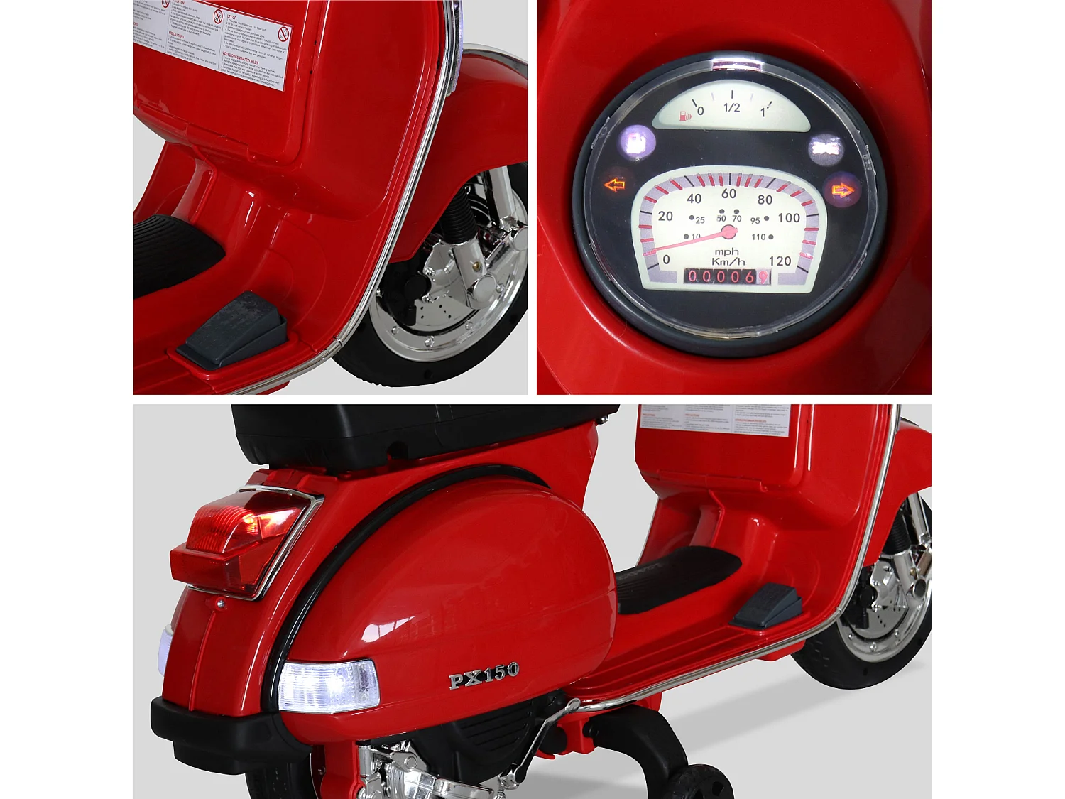 Vespa 12v scooter eléctrico para niños, 1 plaza rojo