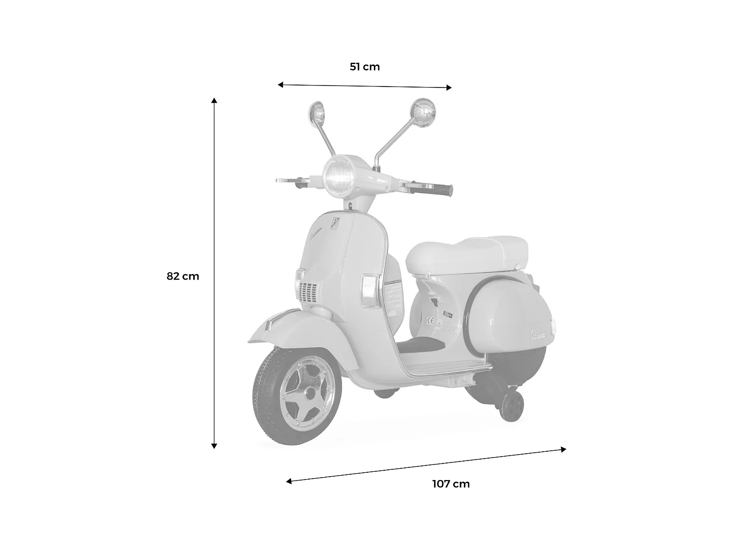 Scooter elettrico vespa 12v per bambini, 1 posto, nero