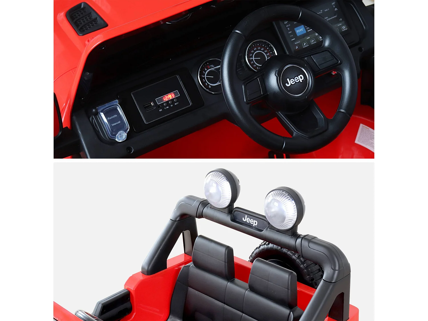 Coche eléctrico jeep 12v para niños, 1 plaza rojo