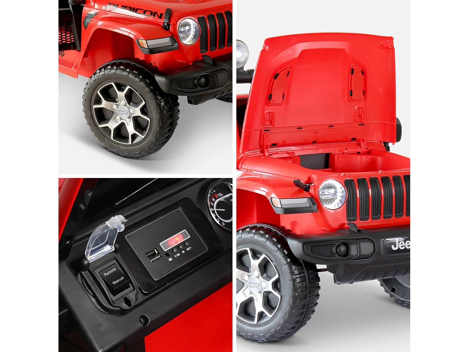 Coche eléctrico jeep 12v para niños, 1 plaza rojo