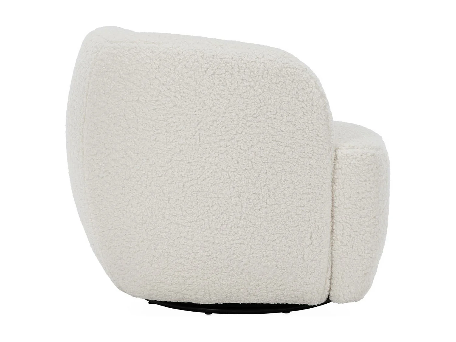 Fauteuil cosy rond pivotant en bouclette crème. Laya. L 79.5 x P 77.5 x H 67cm