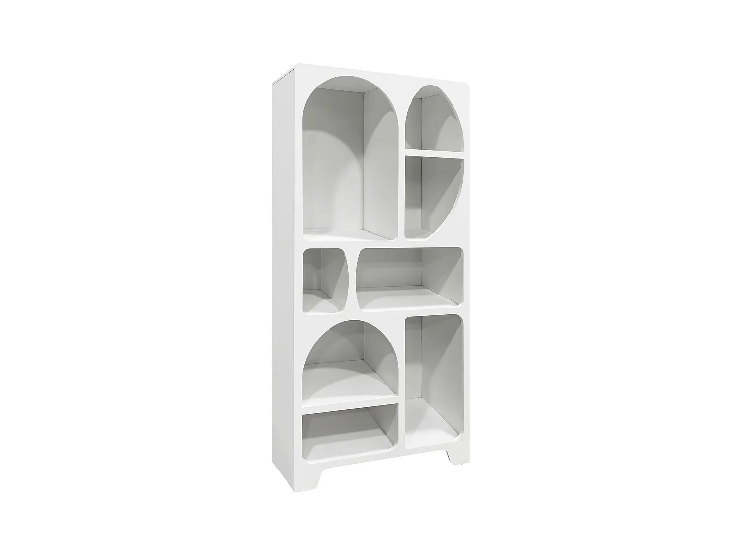Etagère bibliothèque organique effet bois blanc plusieurs niches 8 compartiments