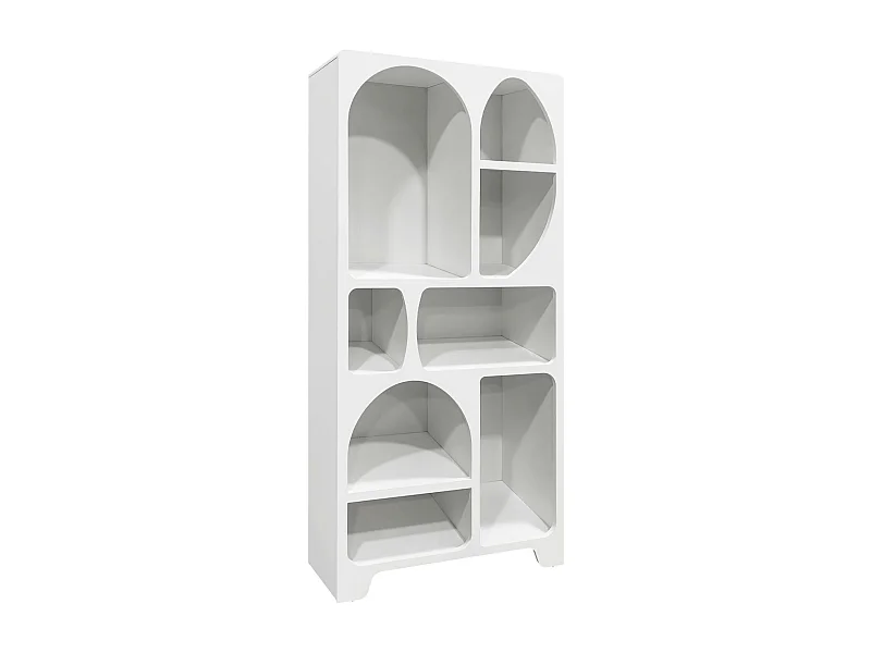 Etagère bibliothèque organique effet bois blanc plusieurs niches 8 compartiments