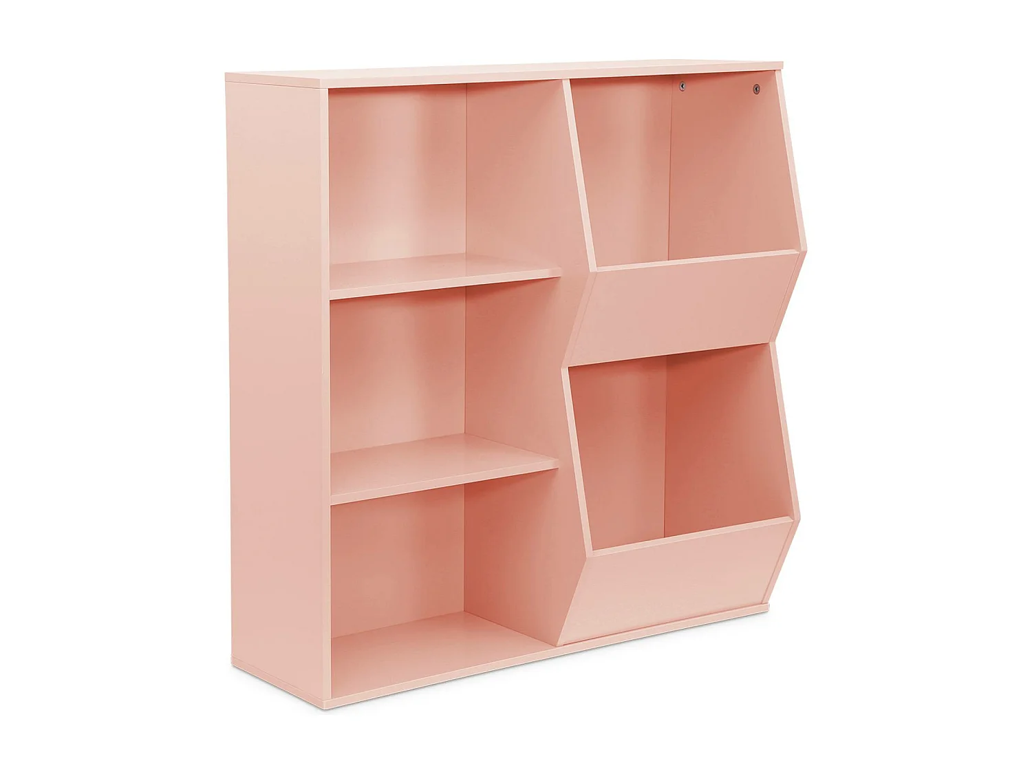 Mueble para niños, 3 estantes y 2 espacios de almacenamiento rosa