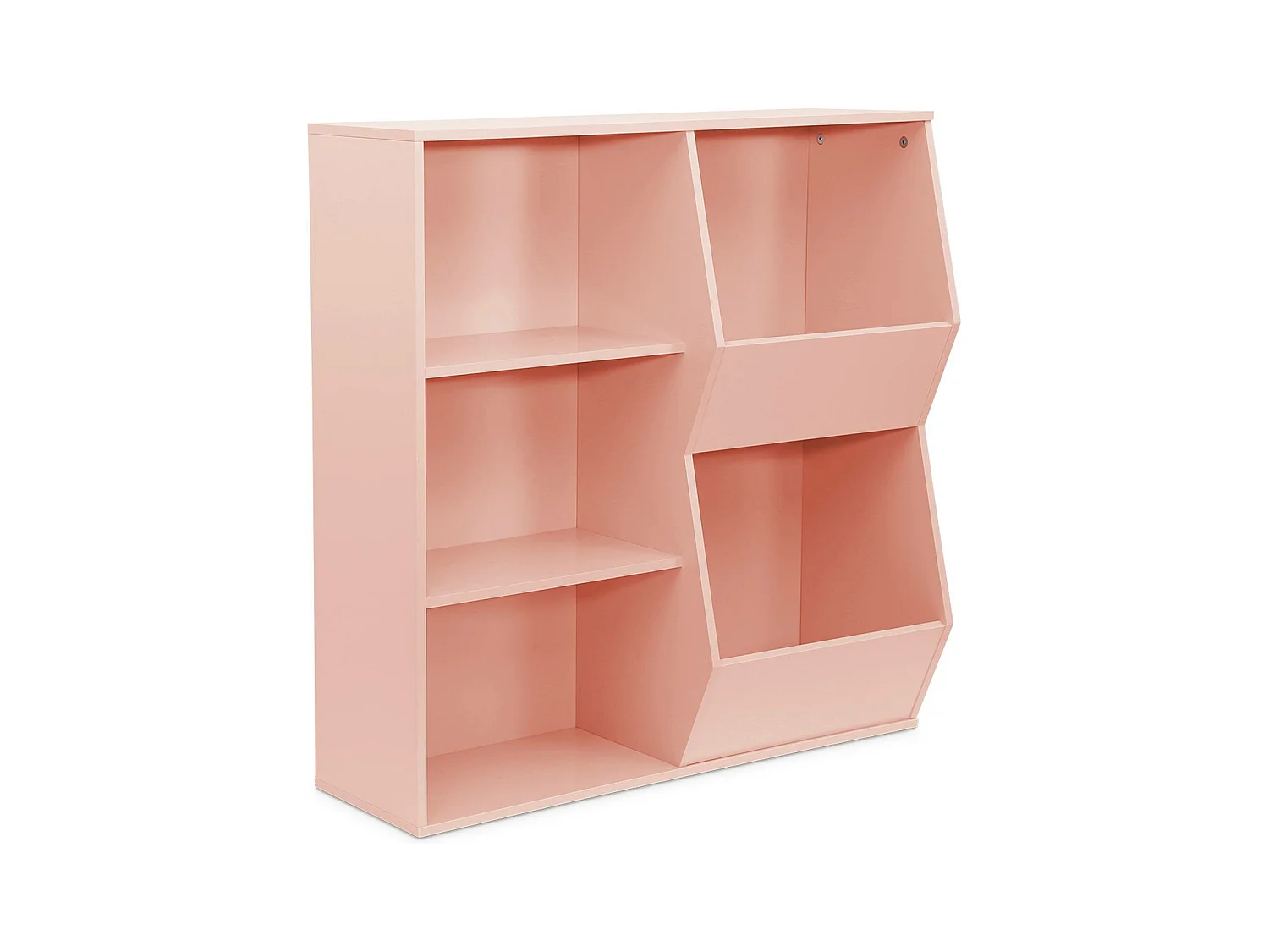 Meuble de rangement enfant rose. 3 étagères et 2 espaces de rangement