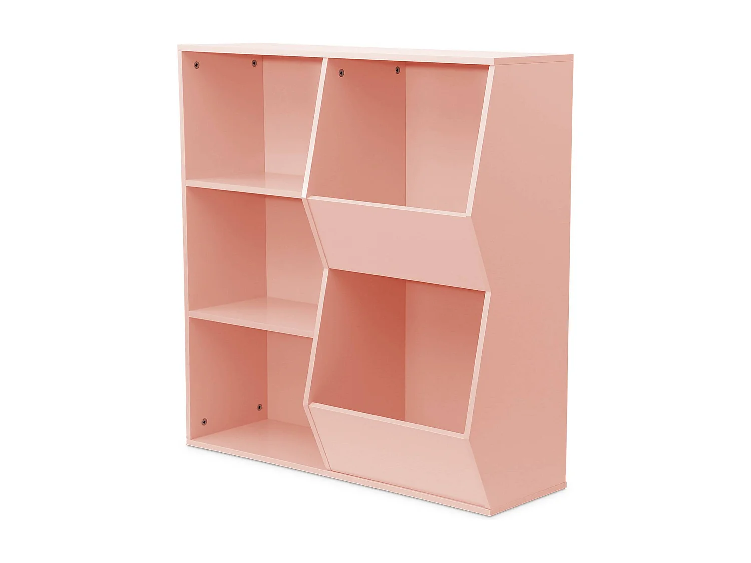 Meuble de rangement enfant rose. 3 étagères et 2 espaces de rangement