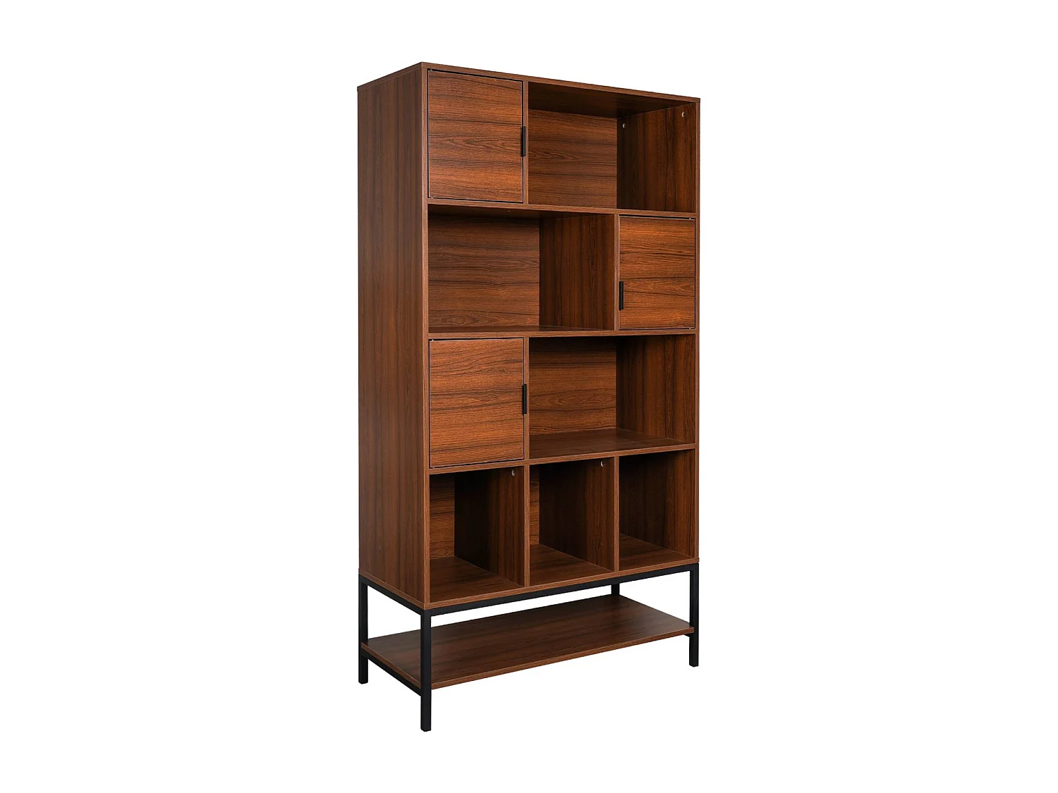 Libreria effetto legno tinto noce, 9 scomparti, marrone