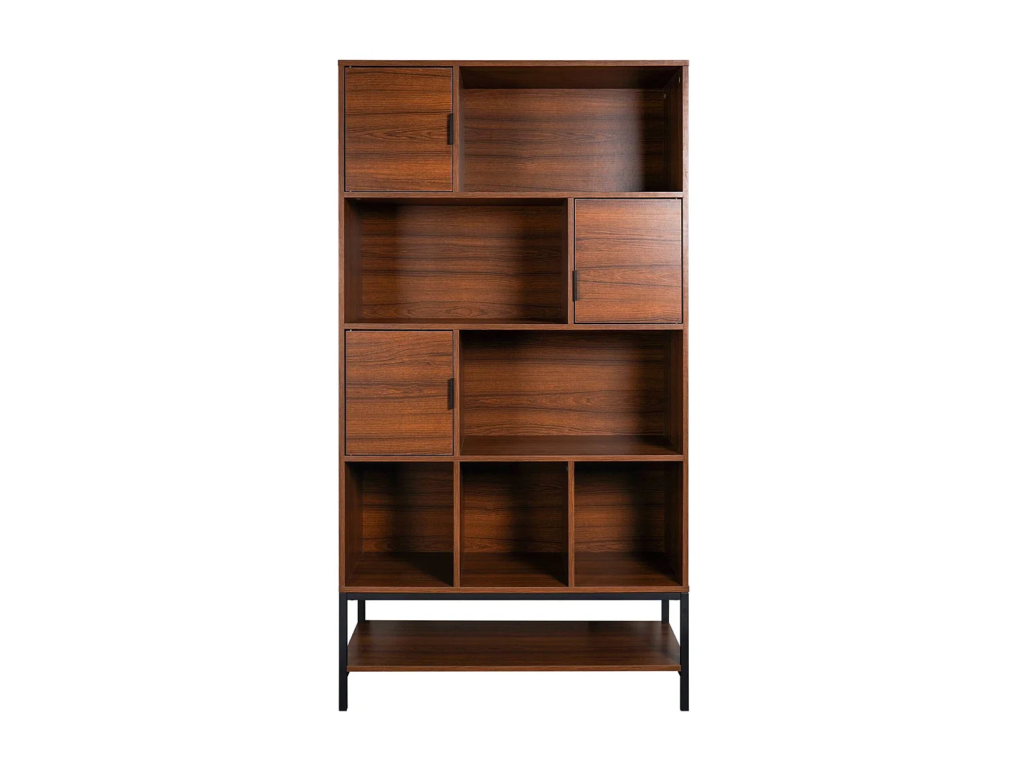 Libreria effetto legno tinto noce, 9 scomparti, marrone