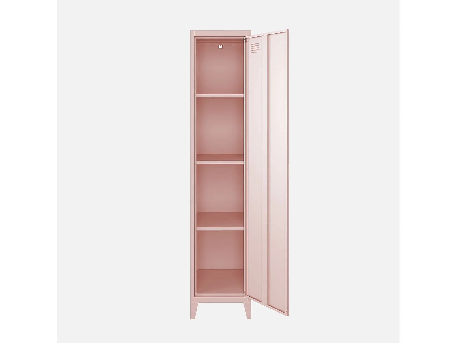Armoire chambre en acier rose. 4 espaces de rangement. casier