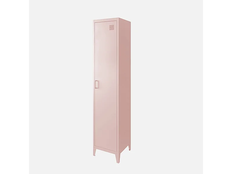 Armoire chambre en acier rose. 4 espaces de rangement. casier
