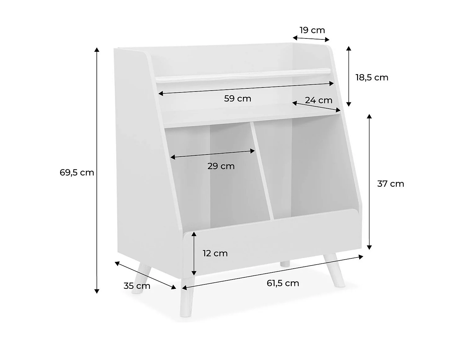 Contenitore per bambini, 2 scomparti, verde
