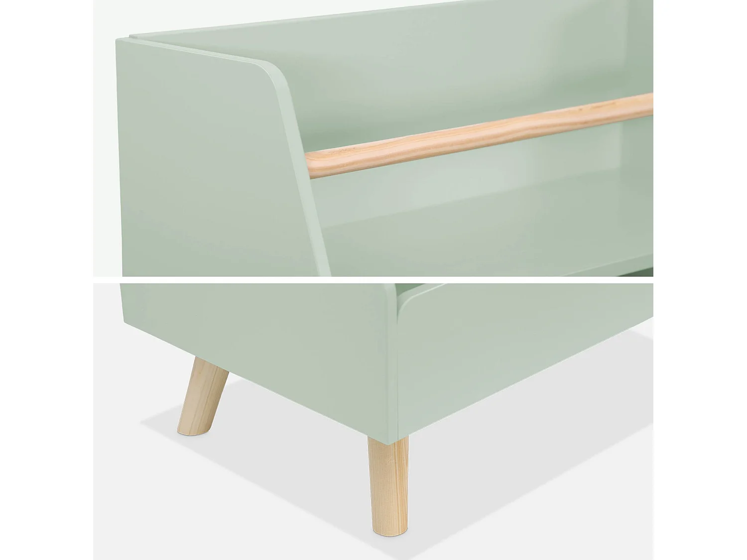 Meuble de rangement enfant. vert. 2 compartiments