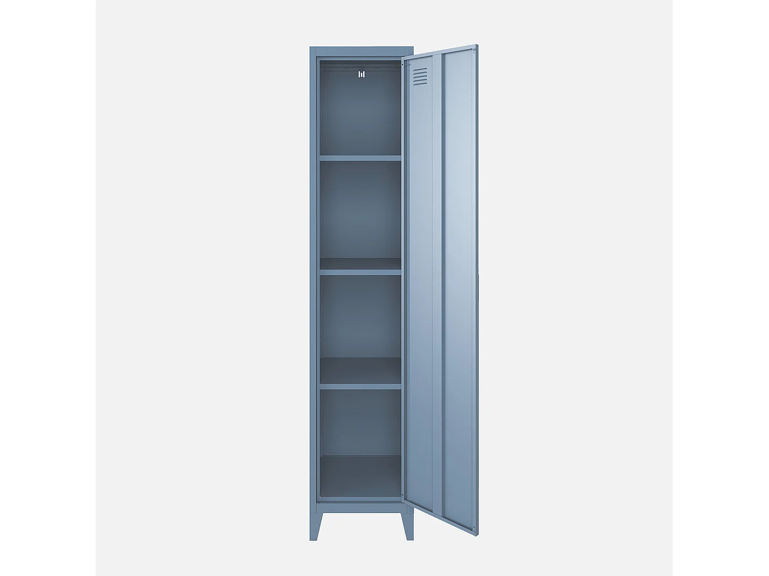 Armoire chambre en acier bleu 4 espaces de rangement. casier