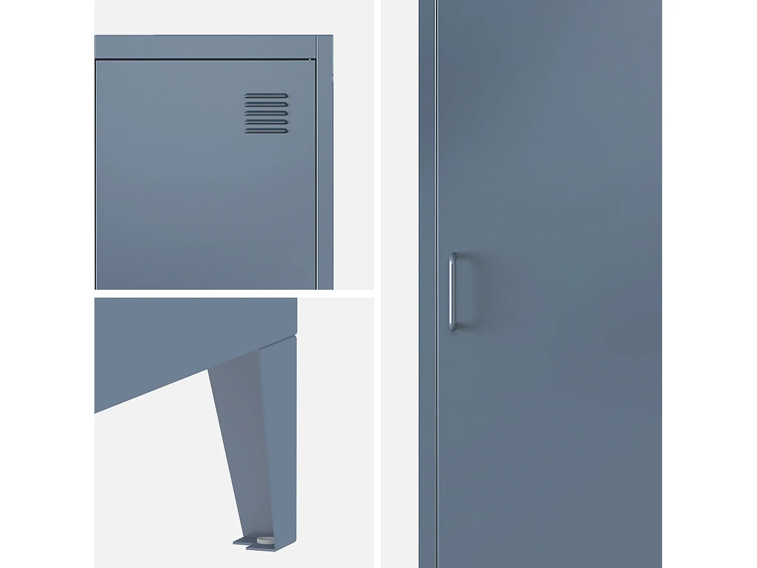 Armoire chambre en acier bleu 4 espaces de rangement. casier