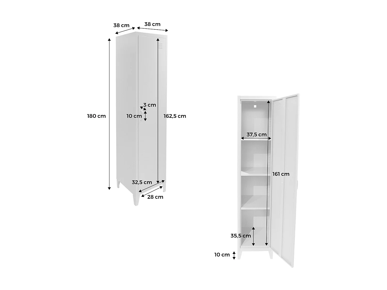 Armoire chambre en acier bleu 4 espaces de rangement. casier