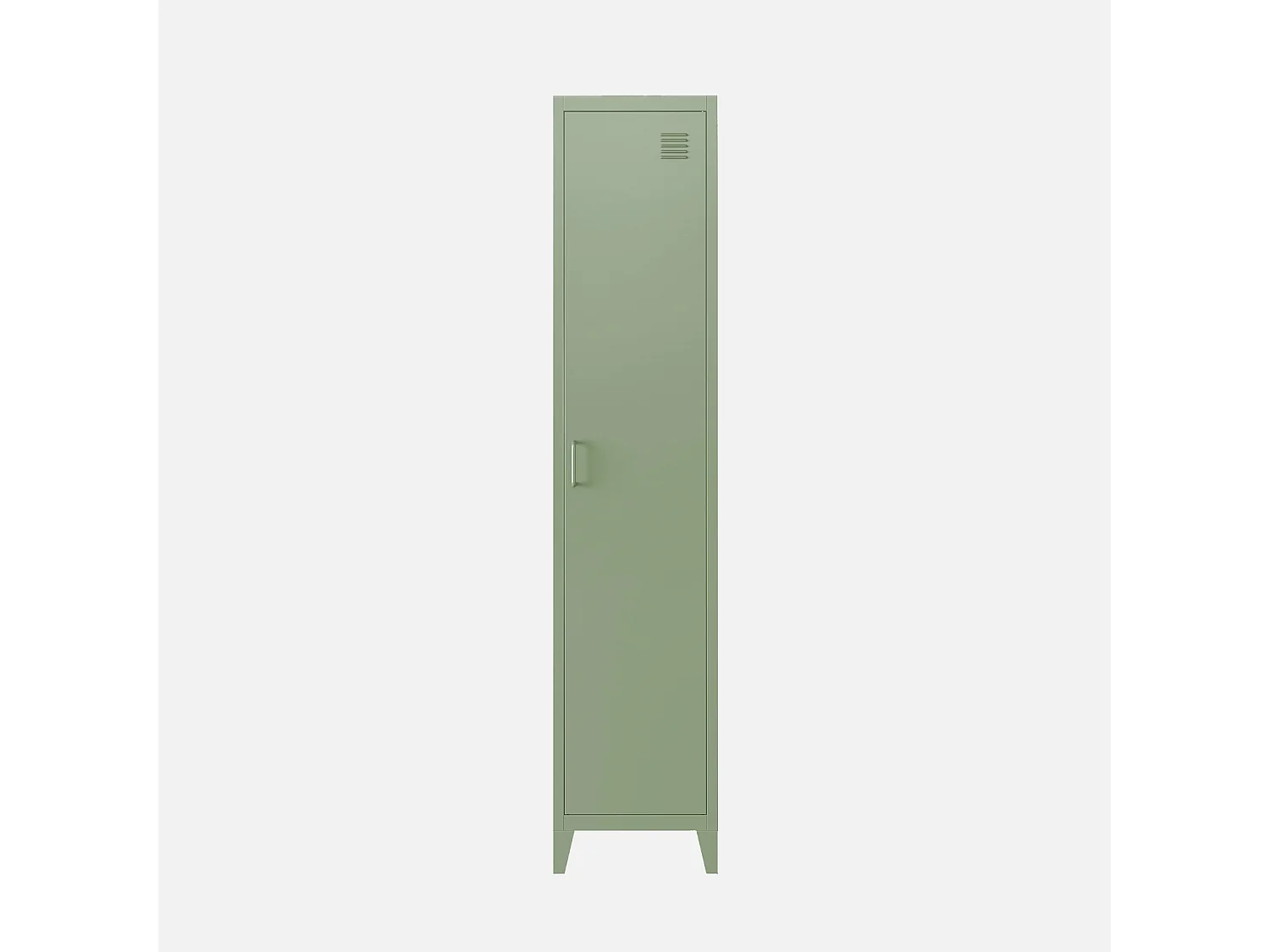 Armoire chambre en acier vert clair. 4 espaces de rangement. casier
