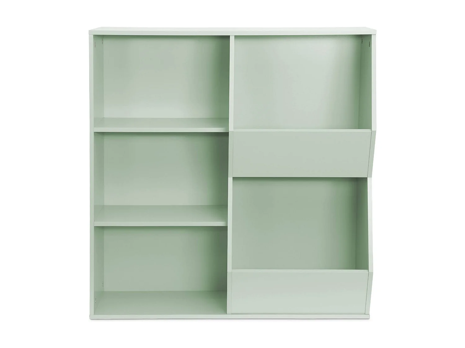 Meuble de rangement enfant vert. 3 étagères et 2 espaces de rangement