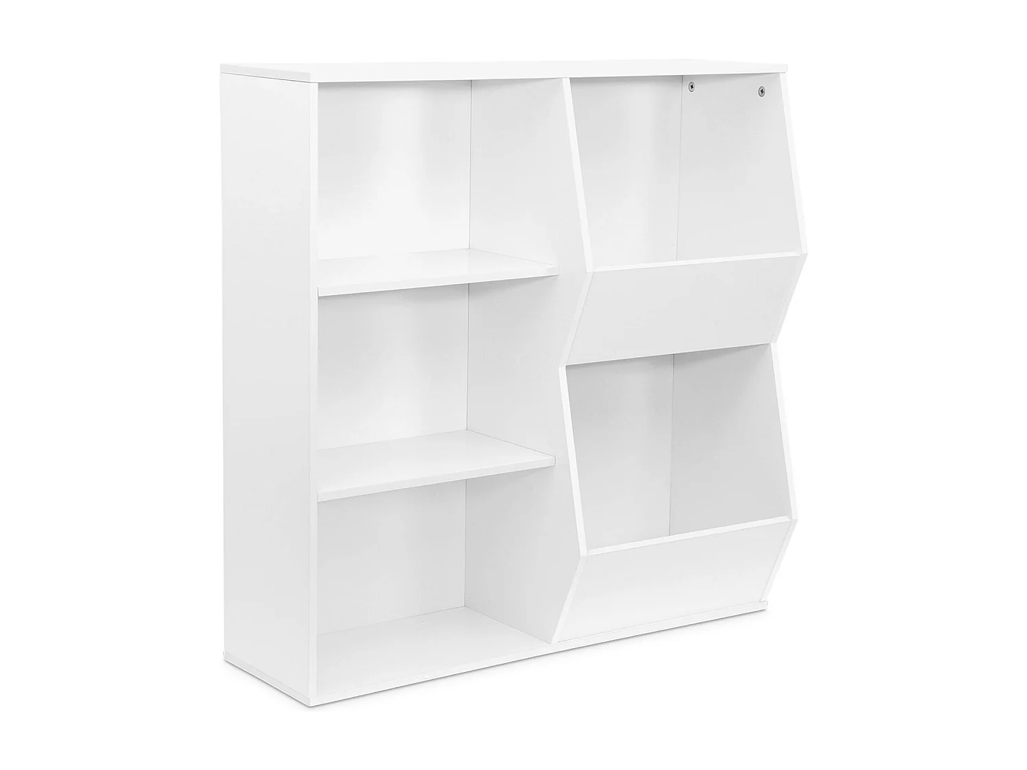 Mueble para niños, 3 estantes y 2 espacios de almacenamiento blanco