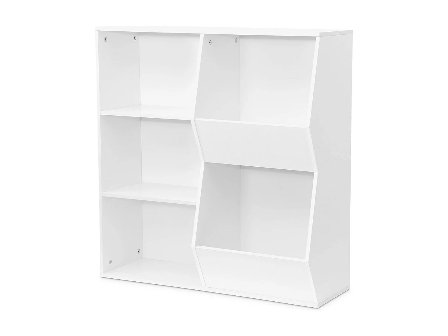 Mueble para niños, 3 estantes y 2 espacios de almacenamiento blanco