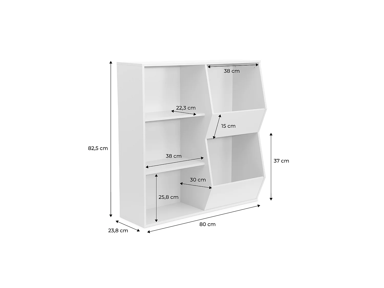 Meuble de rangement enfant blanc. 4 étagères