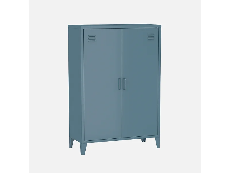 Cassettiera/armadio industriale metallo 2 ante, blu grigio