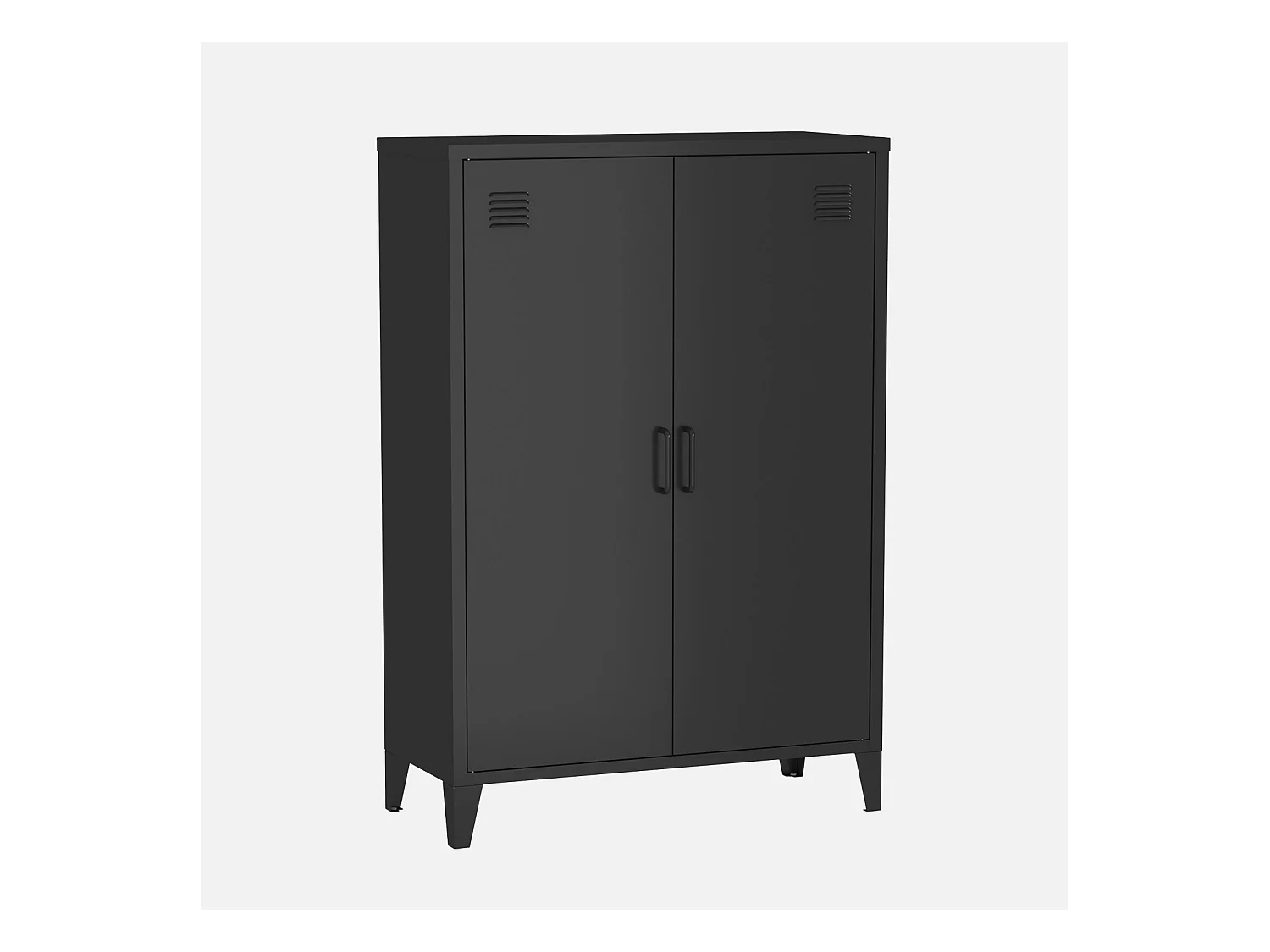 Commode/armoire en métal noir 2 espaces de rangement. casiers