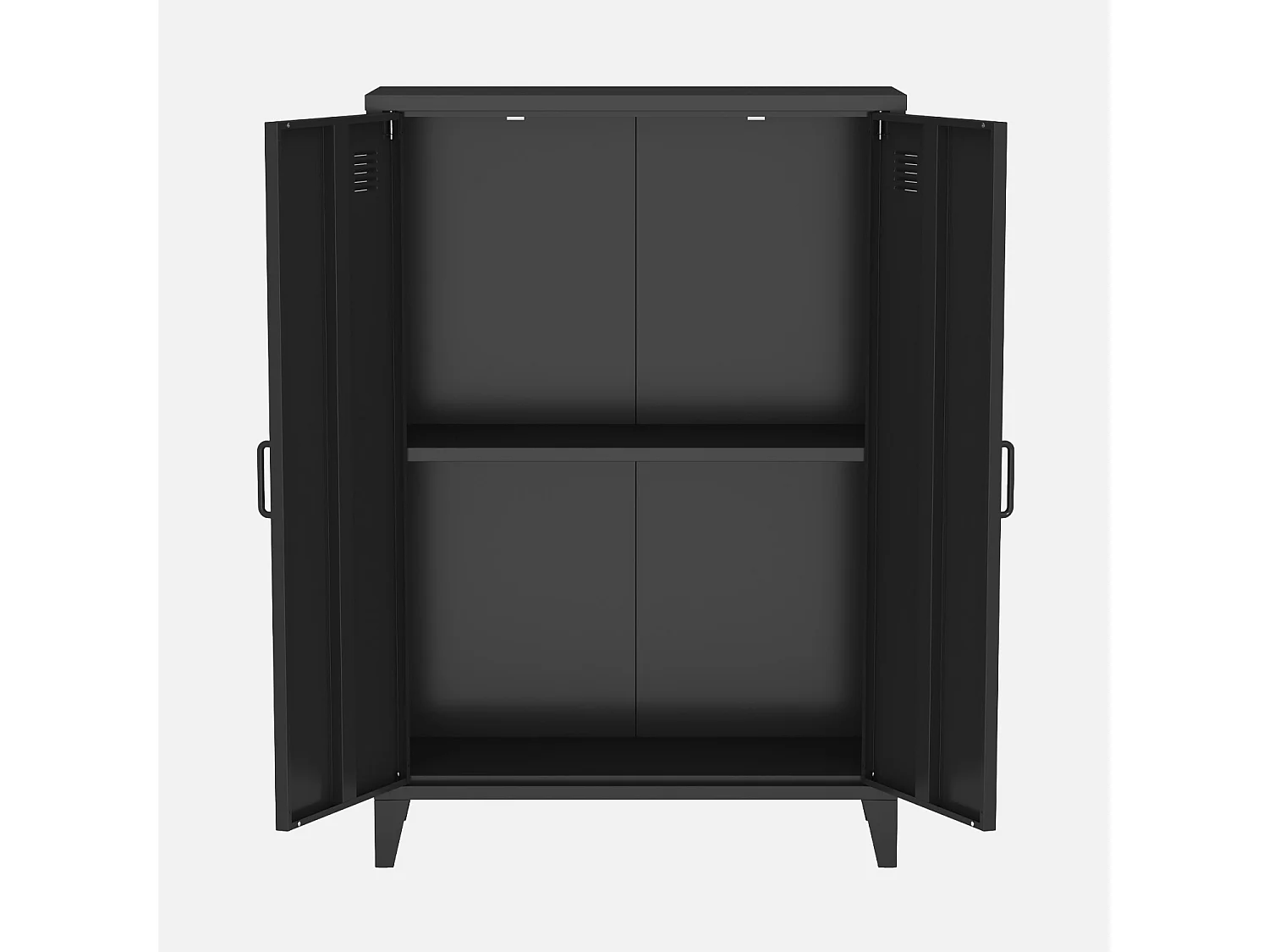 Cómoda/armario industrial de metal con 2 puertas negro