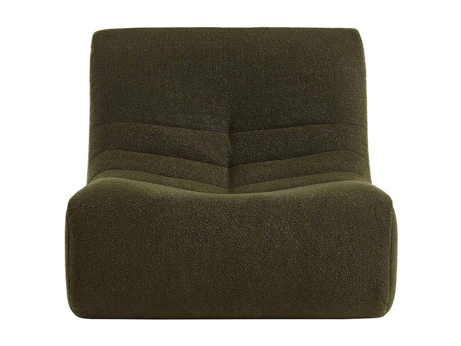 Lot de 3 fauteuils chauffeuses en bouclette texturée kaki foncé style contemporain 1 place