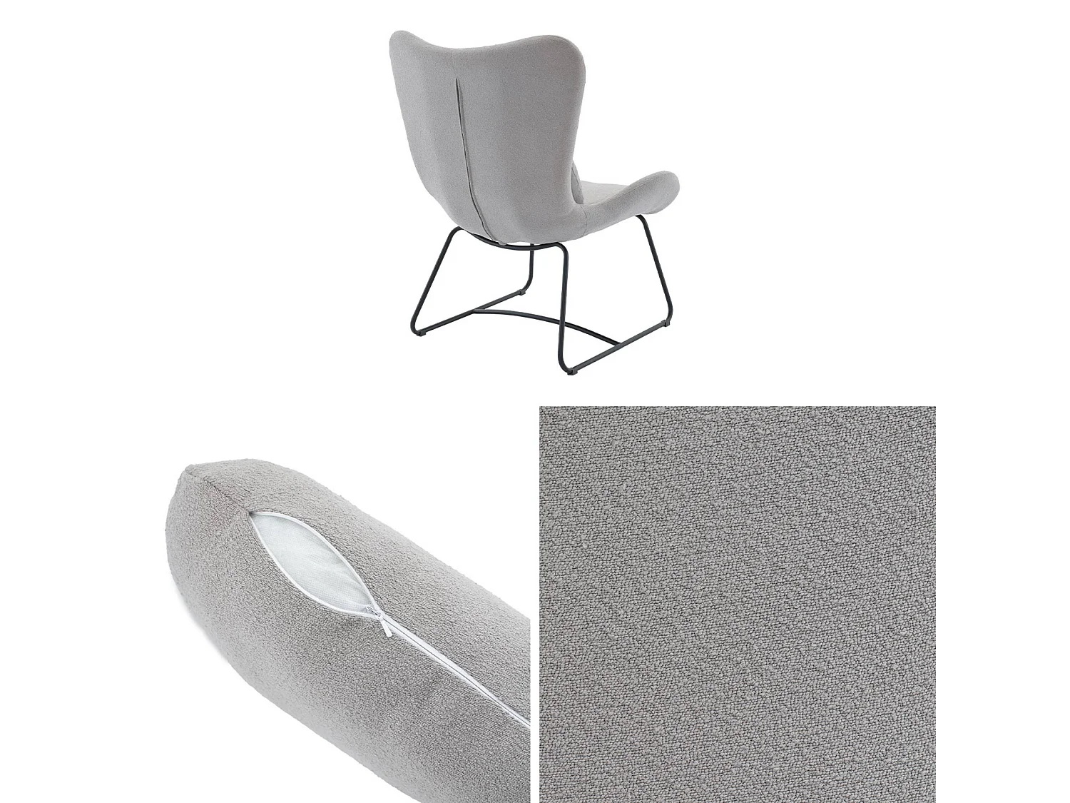 Sillón de tela con cojín gris claro