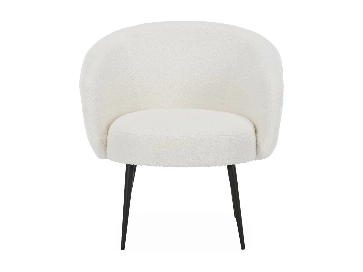 Fauteuil cosy rond en bouclette crème. Hima. L 74 x P 72 x H 80.5cm