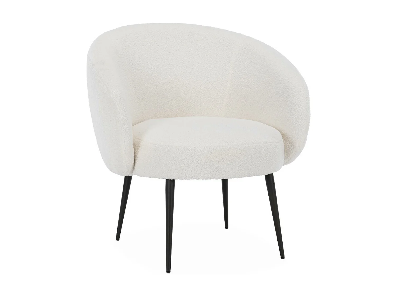 Fauteuil cosy rond en bouclette crème. Hima. L 74 x P 72 x H 80.5cm