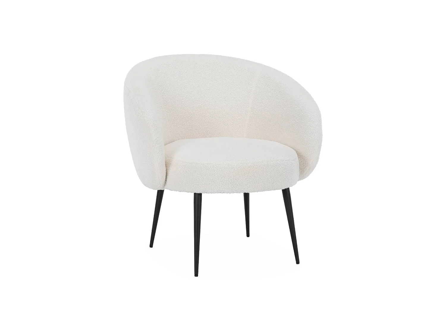 Fauteuil cosy rond en bouclette crème. Hima. L 74 x P 72 x H 80.5cm