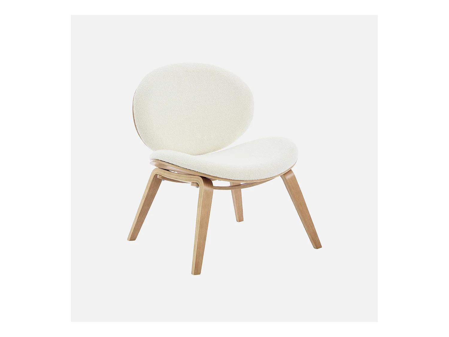 Fauteuil relax décor bois courbé placage effet chêne et bouclette texturée